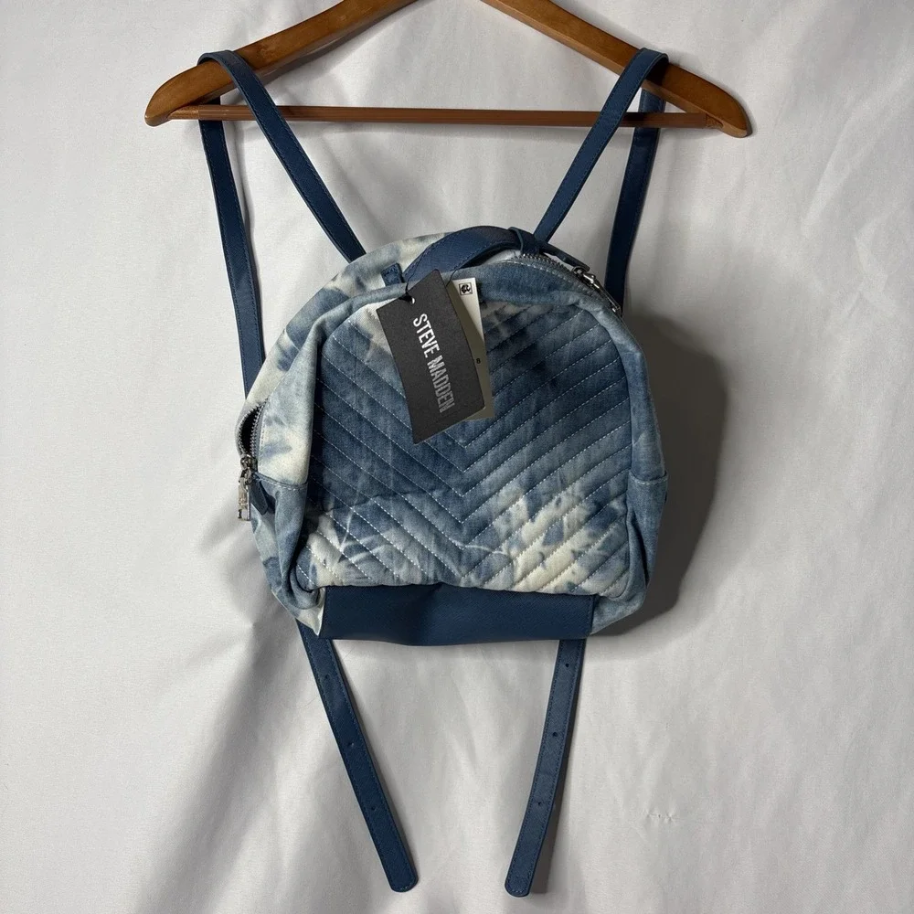 Steve Madden Bjosie Tie Dye Small‎ Backpack Youth Denim Blue White NEW